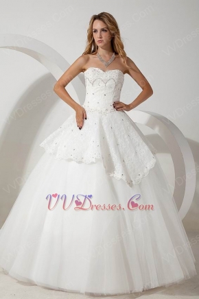 Luxurious Crystal Emberllish Floor Length Lace Wedding Dress Puffy