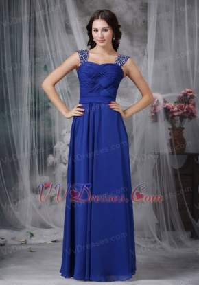 Criss Cross Design Prom Dress Made By Royal Blue Chiffon Inexpensive