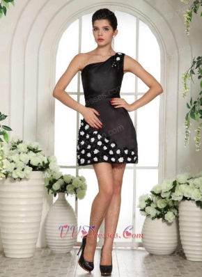 Make Your Own One Shoulder Black Short Skirt With White Handmade Flowers