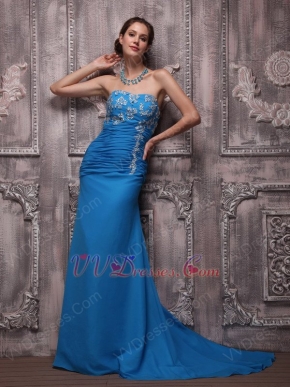 Top Designers For Strapless Azure Blue Evening Dresses