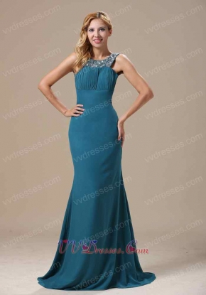 Affordable Scoop Neckline Teal Prom Dress Chiffon Skirt Open Back Sexy