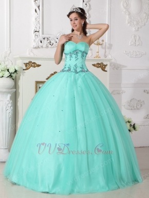 Sweetheart Pale Turquoise Beautiful Winter Quinceanera Dress