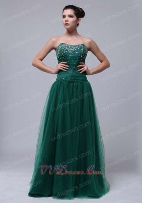 2019 Dark Hunter Green Tulle Long Prom Dress For Lady Wear