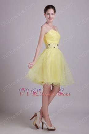 Sweetheart Style Knee Length Short Yellow Sweet 16 Dress