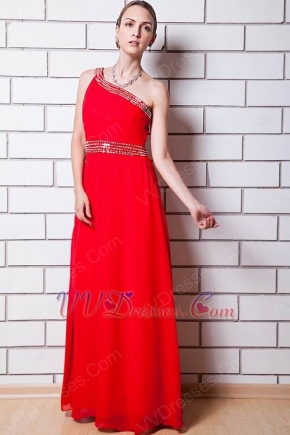 Sweet One Shoulder Scarlet Dress For Evening Wear Online