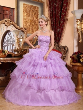 Lilac Cascade Layers Skirt Quinceanera Prom Dress Cute