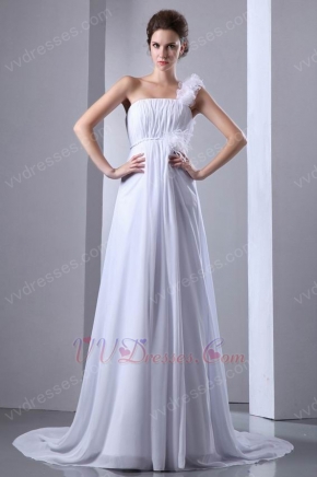 Elegant One Shoulder Maternity Wedding Dress With Feather