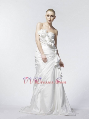 Pretty Sweetheart Ruffled A-line Taffeta Miami Wedding Dress