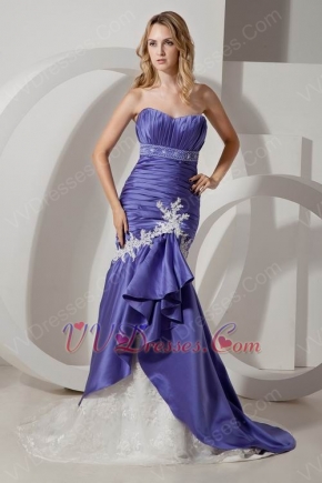 Beautiful Mermaid Blue Violet Lace Skirt Evening Dress