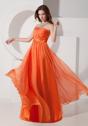 Sun Orange Chiffon Designer Bridesmaid Dresses 2014 Summer