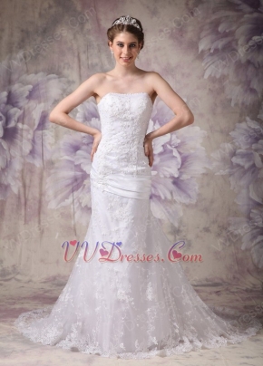 Strapless Lace Appliques Woman In Wedding Dress Discount