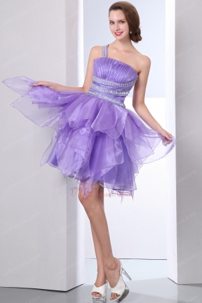 One Shoulder Lavender Affordable Organza Sweet 16 Dress