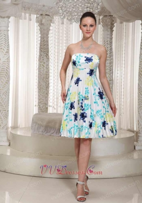 Lovely Printed Special Fabric Strapless Knee-Length Homecoming Dress Wrinkled