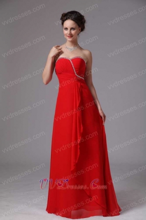 Supplier Direct Selling Red Sweetheart Chiffon Prom Dress Beautiful Women