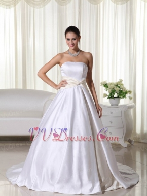 Cheap Strapless Wedding Dress With Long Puffy Skirt Low Price