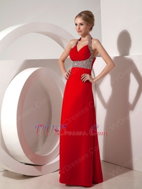 Stylish Halter Top Neck Dark Red Prom Dress At Cheap Prices