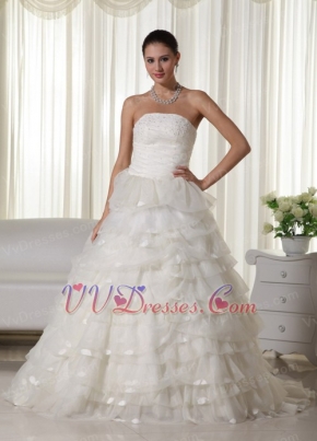 Pretty Strapless Wedding Dress With Layers Puffy Skirt Low Price