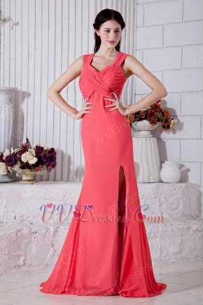 Criss-Cross Pink Skirt With High Split Evening Dress