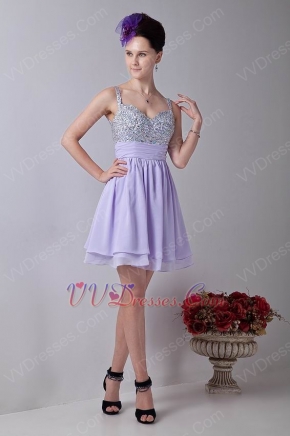 Spaghetti Straps Coloured Diamond Lavender Graduation Dress