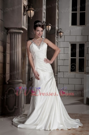 Popular V-neck Lady Bridal Dress Ready For Wedding Wear Cheap Price Low Price