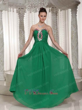 Sweetheart Custom Made Hunter Green Chiffon Prom Dress With Long Skirt