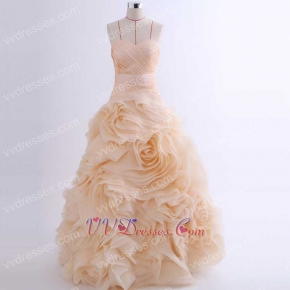 Peach Blush Rolled Flowers Skirt Floor Length For Young Lady