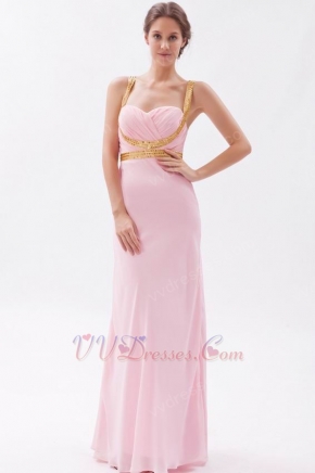 Cross Back Floor Length Skirt Baby Pink Prom Dress By Designer