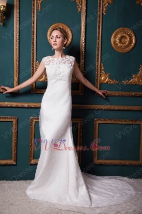 Scoop Appliques Mermaid Chapel Ivory Wedding Dress Petite