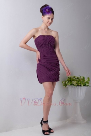 Pretty Strapless Wedding Party Bridesmaid Dress Purple