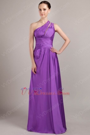 New Fashion One Shoulder Floor-length Purple Prom Dress Cheap