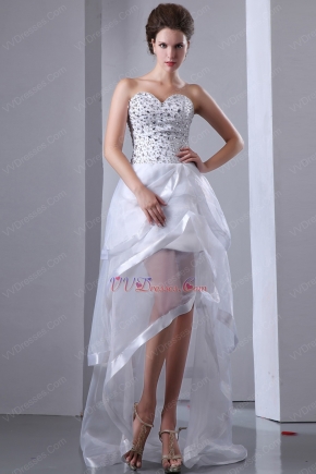 Luxurious Crystals High Low Edge Piping Evening Dress
