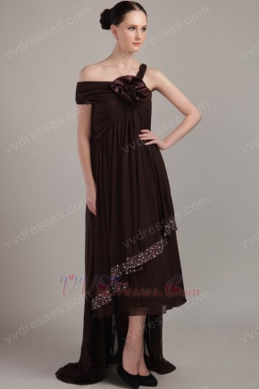 High Low Asymmetrical Mother Of The Bride Dress In Brown