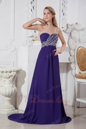 Slender Sweetheart Crystal Purple Chiffon Evening Dress Shop