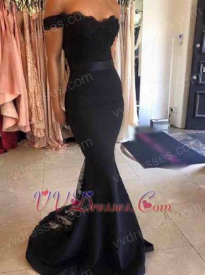 Skintight Black Spandex Evening Dress Mermaid Skirt With Triangle Lace Back