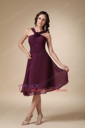 Purple Halter Skirt Bridesmaid Dress For Beach Wedding