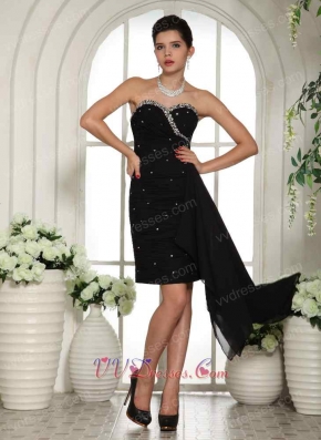 Graceful Sweetheart Slender Black Runway Pageant Dress With Side Drap