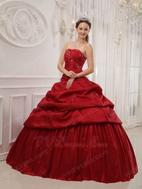 Simple Wine Red Puffy Skirt Quinceanera Dress Customized