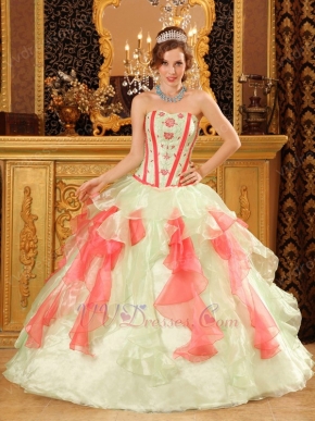 Fresh Multi-Color Pink And Apple Green Quinceanera Dress