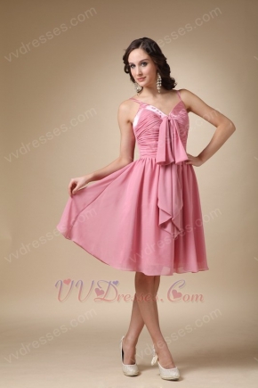 Spaghetti StrapsDark Pink Knee-length Short Prom Dress Wholesale