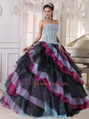 Diagonal Multi-color Layers Skirt Ebay Quinceanera Dress Gowns