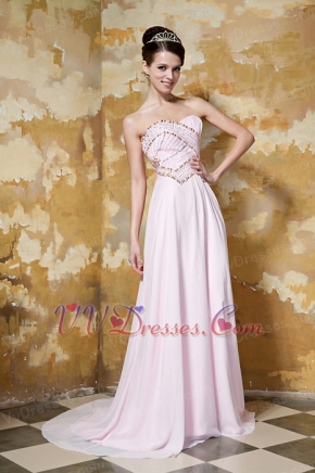 2014 Stylish Empire Sweetheart Chiffon Prom Dress Light Pink Inexpensive