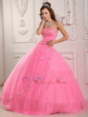 Pink Sweetheart Appliqued Edge Quinceanera Dress Online