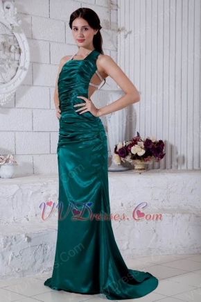 Unique Square Dark Green Backless Evening Dress