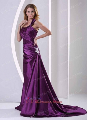 Exciting Eggplant Purple One Shoulder Decent Evening Dress Custom Fit Free