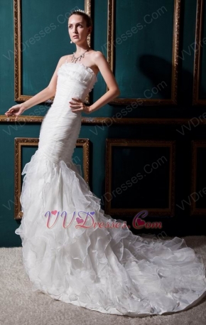 Strapless Mermaid Ruffles Skirt Chapel Wedding Dresses Suppliers