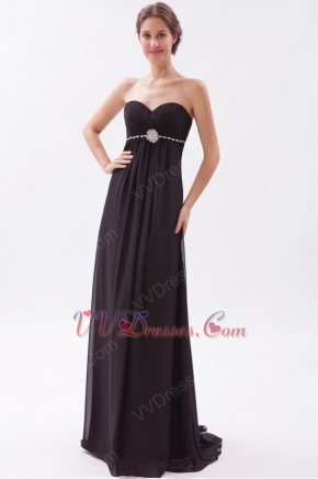 Romantic Sweetheart Black Chiffon Hand made Prom Dress