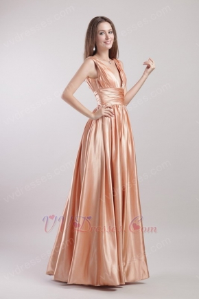 V-neck Cheap Golden Dresses Ready To 2014 Prom Wear
