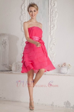 Lovely Layers Skirt Hot Pink Chiffon Bridesmaid Dress