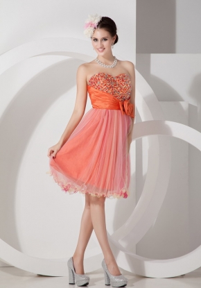 Orange Sweetheart Short Sweet Sixteen Dress Gown