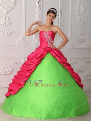 Fuchsia And Spring Green Mixed Dress For Quinceanera Party